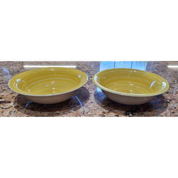 Phillip & Richard Swirl Yellow Bowls 7" Hand Painted (Set Of 2) - Picture 10 of 15